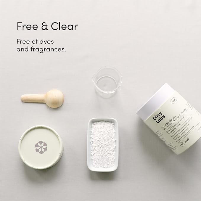 Dirty Labs | Dishwasher Detergent & Booster 2-Pack Sampler | Aestival + Free & Clear | 96 Loads | Ultra Clean, Spot Free, Quick Wash Optimized | Hyper Concentrated