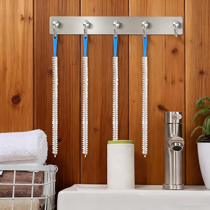 4 Pack Flexible Drain Cleaning Brush, Sink Pipe Cleaners Drain Clog Remover Tool with Nylon Bristles Rust-Resistant Sink Unblocker Tool for Toilet Kitchen Shower Sewer Tub
