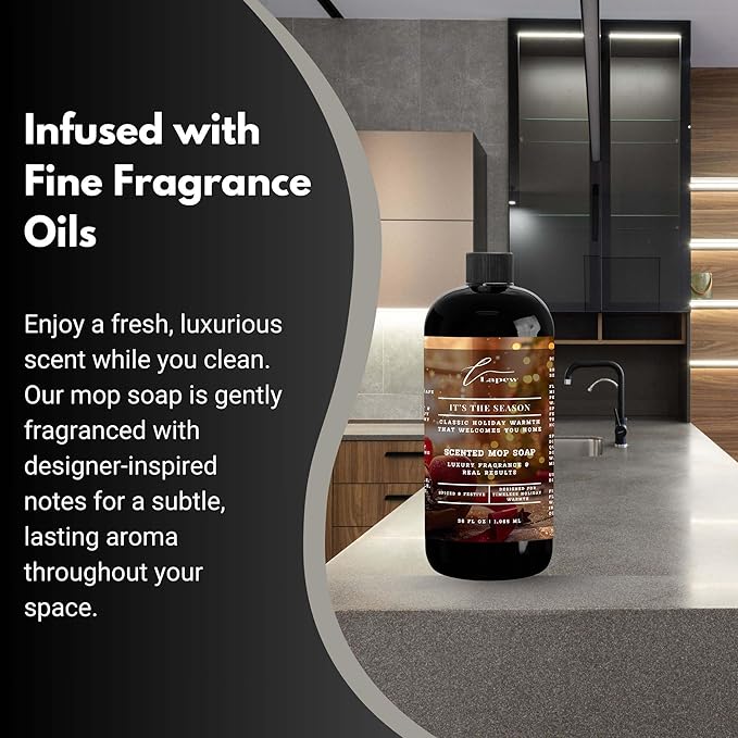 Luxury Floor Cleaner, Scented Mop Soap Concentrate | Hard Floor Cleaner for Tile, Vinyl, Laminate, LVP & Sealed Hardwood | Low-Foam, Streak-Free | 36 oz | It's The Season