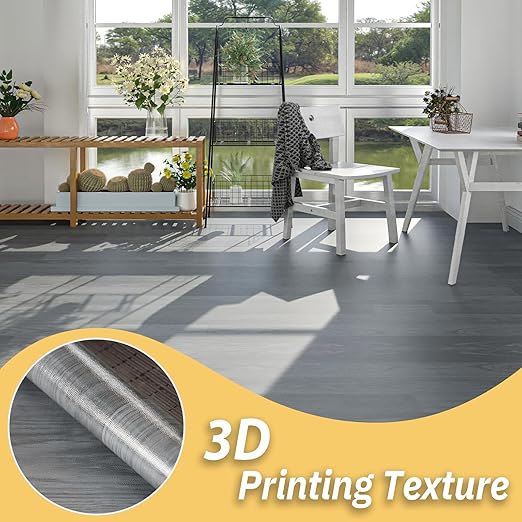 Freshtour Vinyl Flooring Roll, Versatile Removable PET Leather-Like Floor Covering, Waterproof & Durable, Easy Tape Installation, Cost-Effective for Any Room, Grey Oak/ 107.6 Sq.ft (39.3" x 393.7")