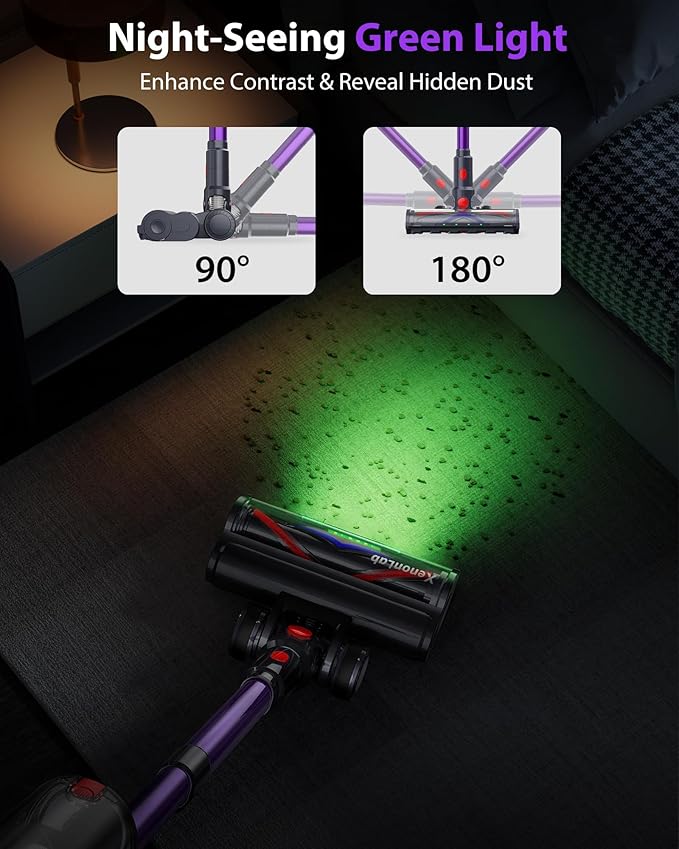 Cordless Vacuum Cleaner, 75Mins/55KPa/650W Self-Standing Stick Vacuum Cleaners for Home, Rechargeable, Lightweight, Cone Filtration&Anti-Tangle, for Hard Floor, Carpet, Hardwoods, Pet Hair