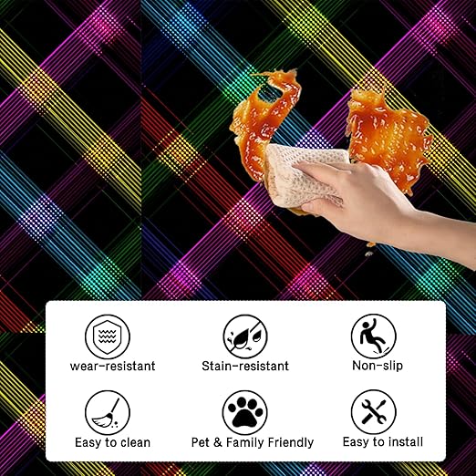 Nuxovilar Peel and Stick Vinyl Floor Tiles - 12x12 Inch Colorful Crisscross Pattern, 10 Pcs Self-Adhesive Flooring for Easy Install