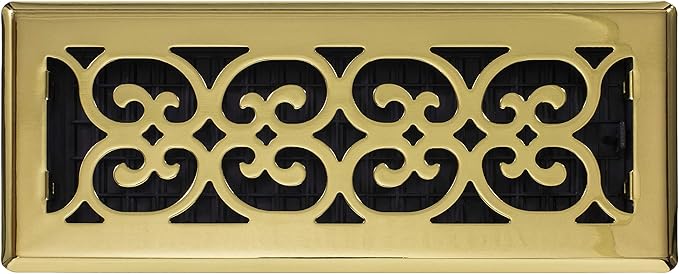 Decor Grates SPH412 Floor Register, 4x12, Polished Brass Finish