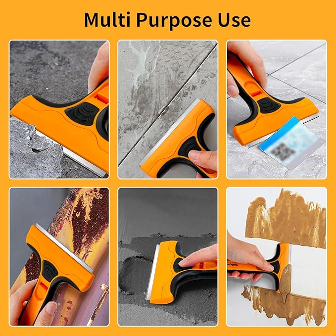 Wide Razor Blade Scraper Tool – 4" Scraper Tool with 15 Extra Replacement SK5 Blades,Glass Cleaner for Stove Tops, Windows, Paint Removal and Adhesive Residues