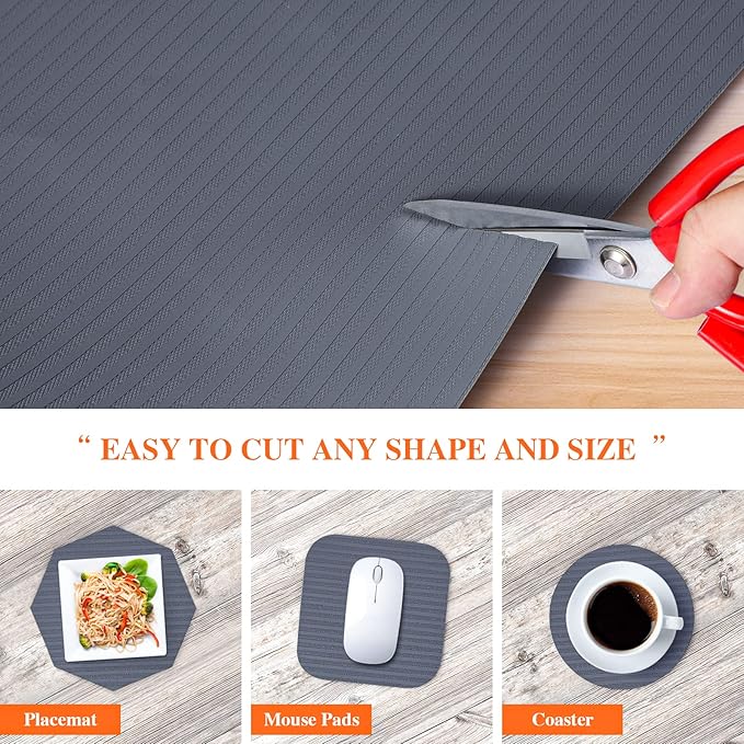 Shelf Liner Non Adhesive, Washable Cabinet Liners for Shelves, Waterproof Durable Non-Slip Drawer Liners for Kitchen Cabinets, Cupboard, Pantry, Gray 14" X 20'