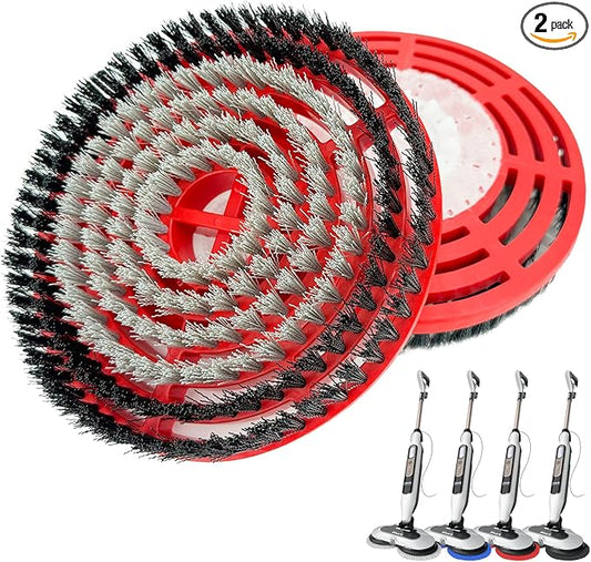 Steam Cleaner Mop Replacement Brush Heads for Shark steam and Scrub mop S7000 S7201 S7005 S7020 S7001C S7000AMZ S8001, Upgraded Scrubbing & Polishing Pads for Deep Cleaning Hard Floors, Red & Black
