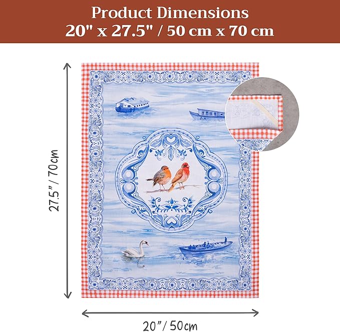 Maison d'Hermine Kitchen Towels Set of 3 100% Cotton 27.50" x 20" Reusable Cloth Tea Dish Towels Absorbent with Hanging Loop for Kitchen,Home,Dining,Cocktail Parties Spring/Summer (Amsterdam Canals)