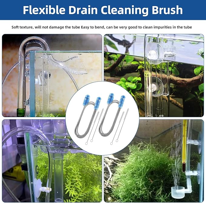 Flexible Drain Brush, 73 Inch Long Double Ended Hose Pipe Cleaners and 4 Pack 8 Inch Straw Cleaner Brush, Pipe Cleaner Brush for Cleaning, 2 Pack 73 Inch Long Tube Cleaning Brush