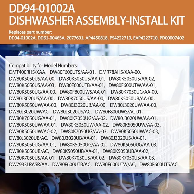 DD94-01002A Dishwasher Assembly Install Kit, Fits for Samsung Dishwashers Mounting Bracket, Replaces AP4450818 2077601 PS4222710 EAP4222710 for Granite or Countertops, 2 Brackets & 6 Screws