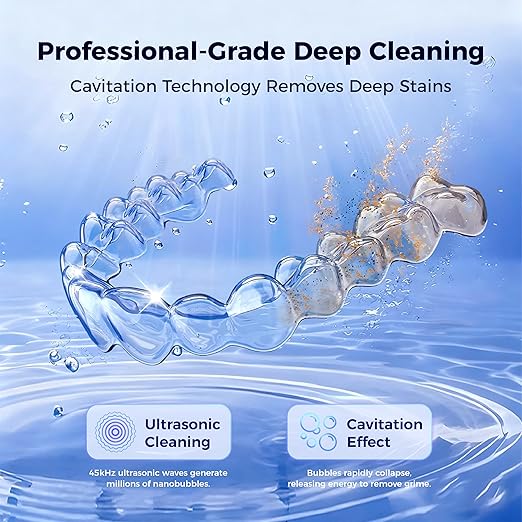 Ultrasonic Retainer Cleaner with UV Sterilizer, 45kHz Dental Cleaning Machine for Dentures, Aligners, Mouth Guards, Braces & Jewelry – Portable 200ML Rechargeable Cleaning Pod W190MAX (White)