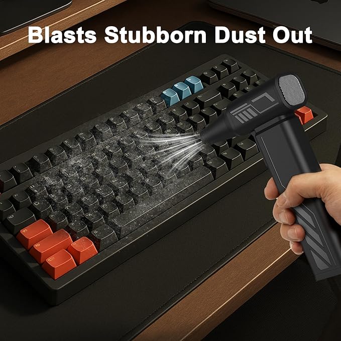 Compressed Air Duster with Verified 6.7 oz Blowing Force, PC Cleaner Air Duster Rechargeable, 5-Speed Compressed Air Blower 21 Accessories for Computer, Keyboard, Car, Home Electronics