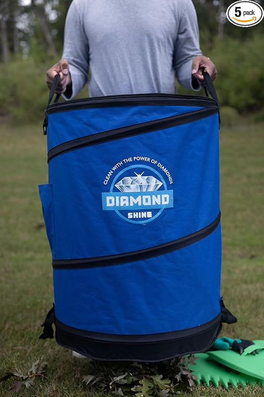 Diamond Shine Collapsible Garden Bag for Yard Waste, 47 Gallon Reusable Container Indoor & Outdoor Ultra With Durable Zipper & Handles