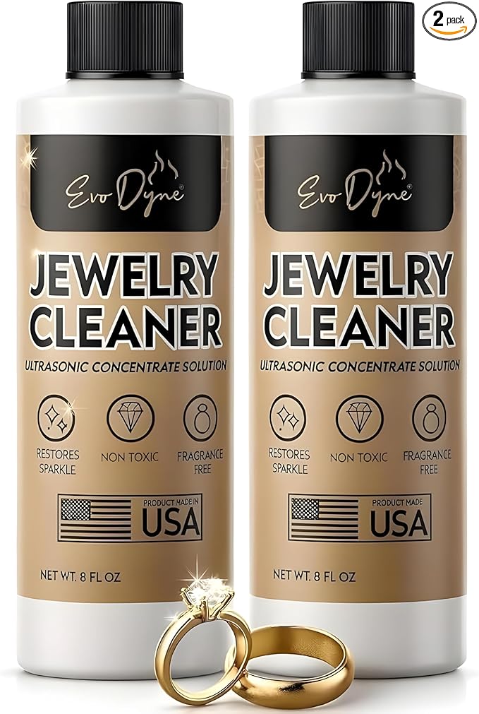 Ultrasonic Jewelry Cleaner Solution (16oz) Concentrated Jewelry Cleaner for Diamonds, Gold, Silver & More | Compatible with Ultrasonic Machine (s) - Made in USA