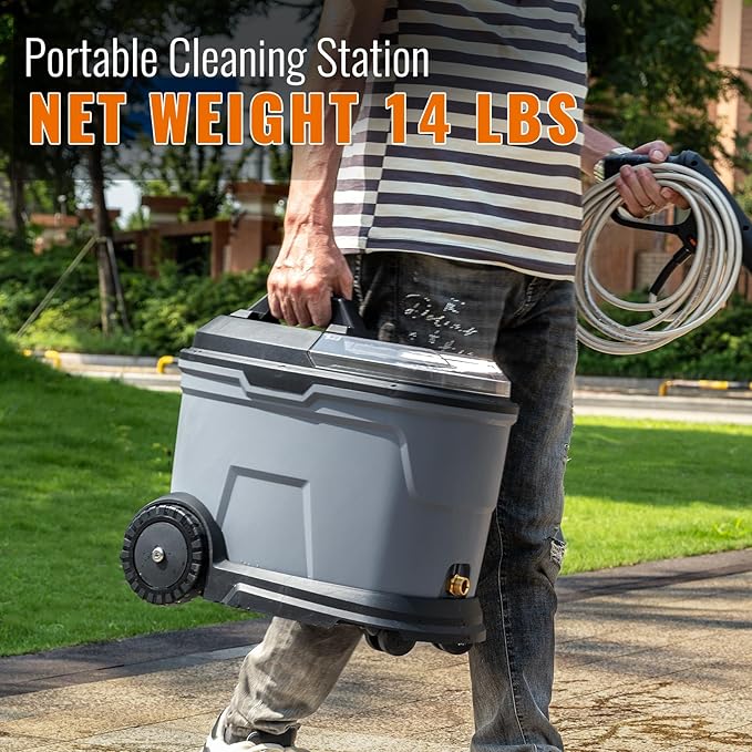 cPX4000 Portable Cordless Pressure Washer with 4.5 Gallon Tank & 4 Wheels, 725 PSI True Pressure, 4.0Ah Battery Power Washer for Car Washing, Camping Shower and Outdoor Rinsing