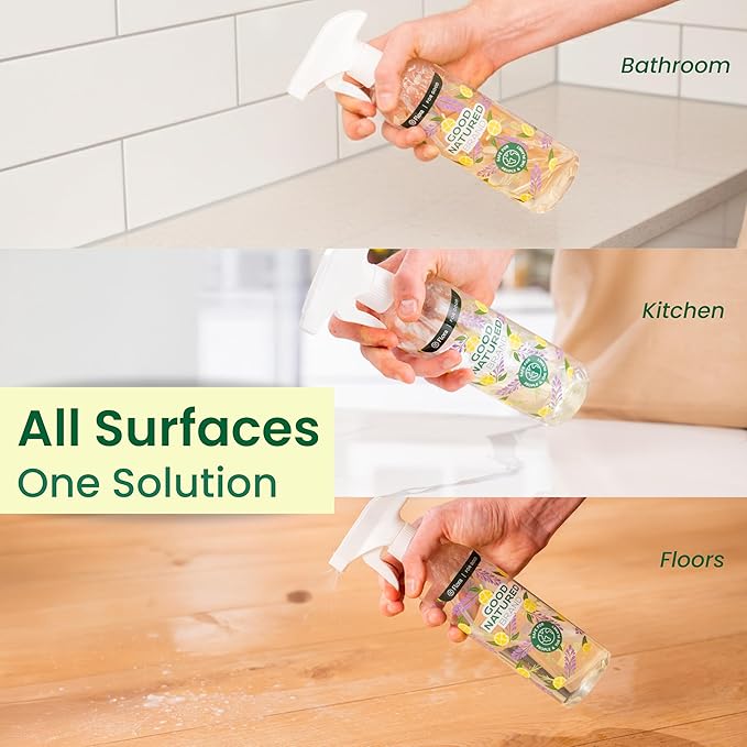 Good Natured Brand All-Purpose Cleaner Concentrate | Multi-Surface Cleaner | Natural Lemon Essential Oil | Multipurpose Cleaner Concentrate All Surfaces | Lemon Love | 8oz makes 128oz