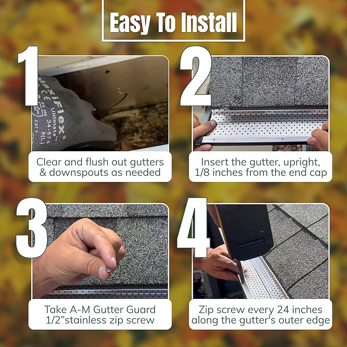 A-M Gutter Guard – Premium Heavy-Duty Lifetime Quality Aluminum - Leaf & Debris Protection, (6 Inch - 100 Feet, Mill Finish) - DIY Easy - Made in The USA