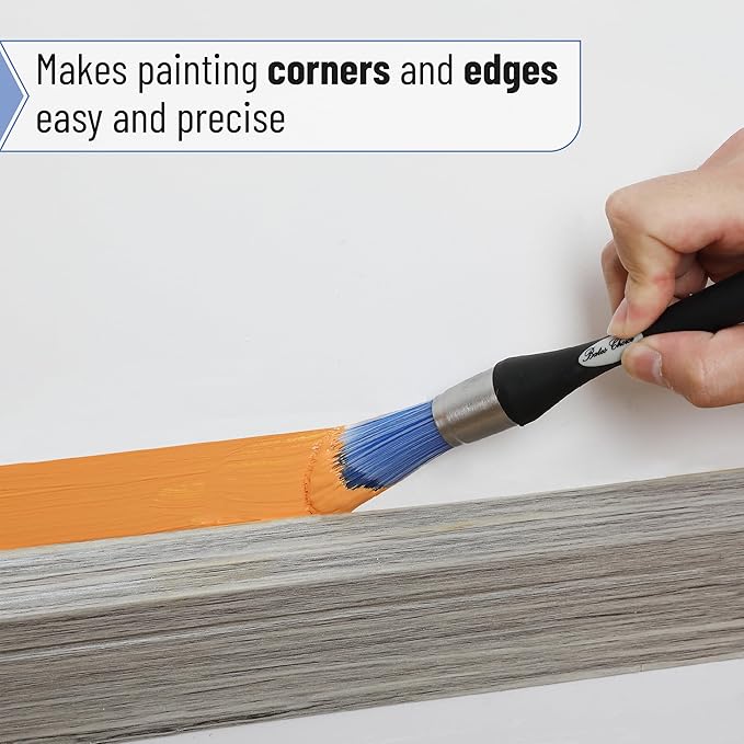 Bates- Trim Paint Brush, 2 pcs, 0.75 Inch, Black & Gray Ergonomic Non-Slip Handle, Synthetic Bristles, Trim Brushes for Painting