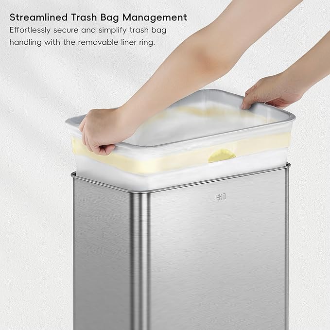 EKO Mirage X 80 Liter / 21.1 Gallons Motion Sensor Trash Can, Automatic Large Kitchen Trash Can Touchless, Stainless Steel