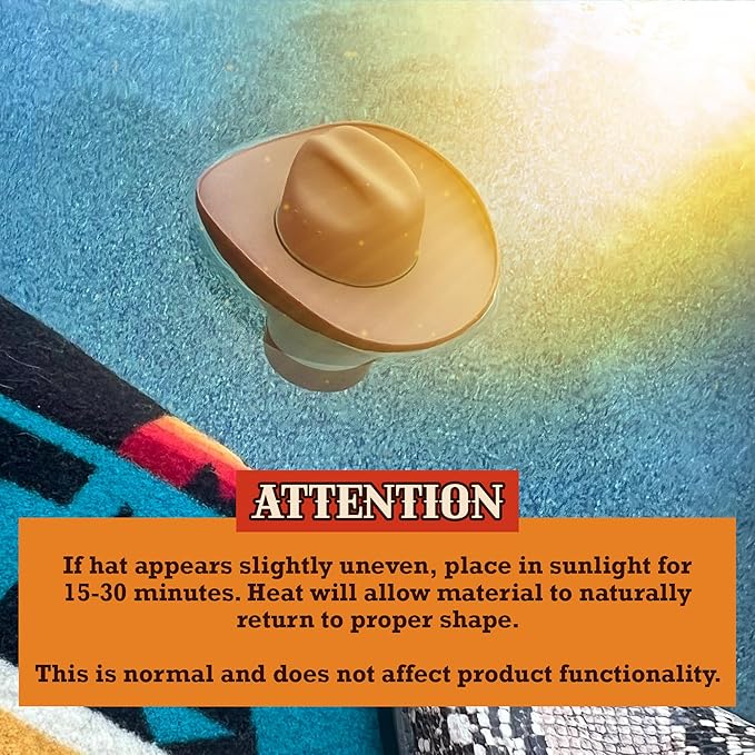 Cowboy Hat Western Floating Pool Chlorine Dispenser - Large Capacity Floater for 3" Tabs, Adjustable Flow, Unique Added Buoyancy, Weather Durable PP & ABS in Brown or Gray (Brown)