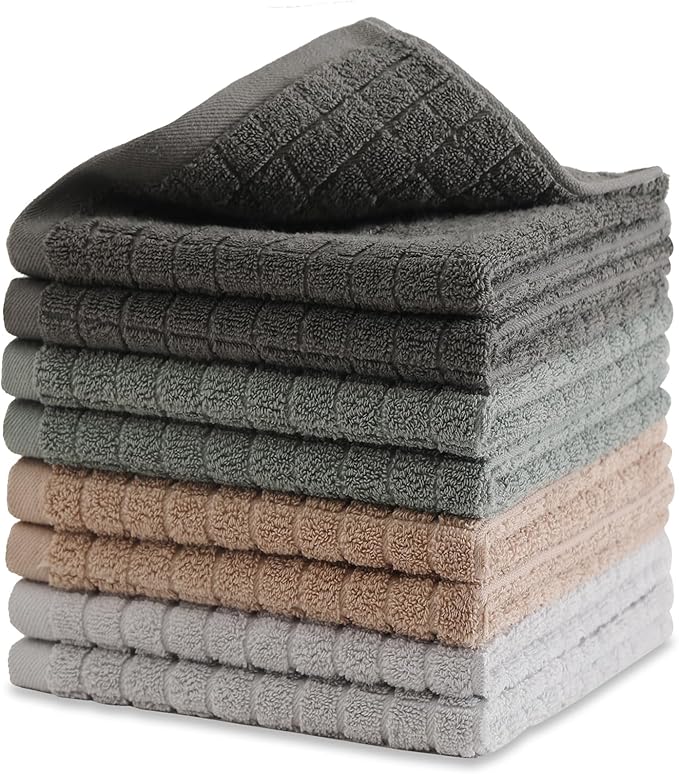 100% Cotton Kitchen Dish Cloths Set (8 Pack) – 13 x 13 Inches Ultra Soft Absorbent Dish Towels for Washing Dishes Scrubbing Dish Cloths Sets