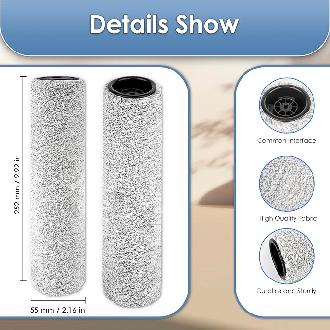 (5 Pack) Floor One S9 Artist Pro Brush Rollers and HEPA Filters Compatible with Tineco Floor One S9 Artist Pro Wet Dry Vacuum Cleaner (Excluding Handle), 2 Brush Rollers, 3 HEPA Filters