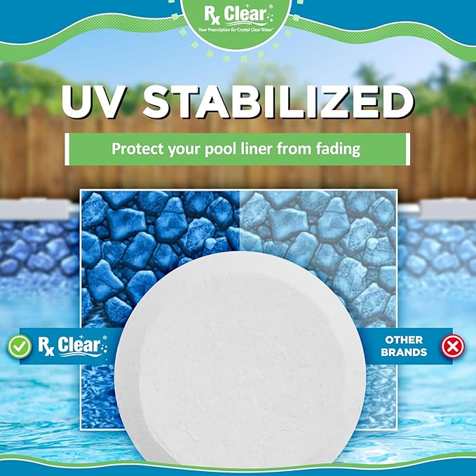Rx Clear 3" Inch Chlorine Tabs | 100 Pounds | Individual Stabilized Chlorinating Tablets for Sanitizing Swimming Pools | Long Lasting, Slow Dissolving, and UV Protected (2 x 50 LB Buckets)