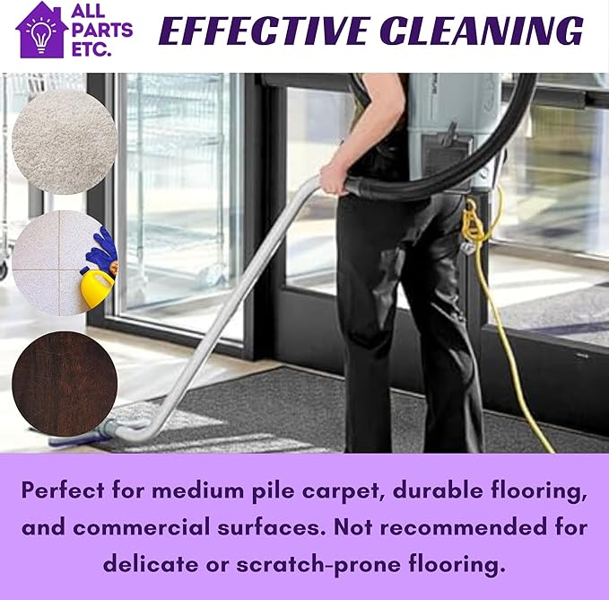 14" Scallop Face Vacuum Floor Tool – Compatible with Proteam Backpack Vacuum 1 1/2" S-Wand Fittings – Commercial Carpet & Floor Cleaning Attachment - Black