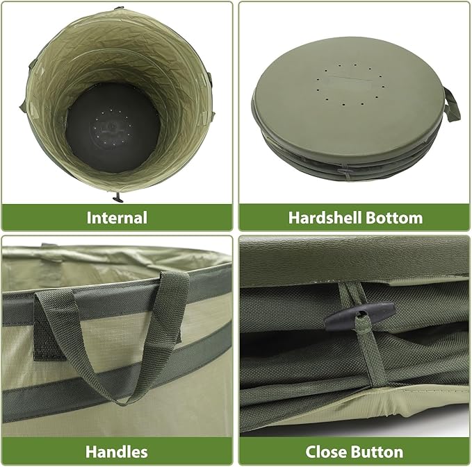 YUDI & GARDEN 45 Gallon Hard Bottom Collapsible Garden Bag, Collapsible Trash Can for Collecting Weeds or Leaf or Party and Yard Waste