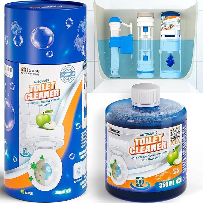 Automatic Toilet Bowl Cleaner with Refill — Antibacterial Flush-Activated Cleaning System, Toilet Cleaners for Hard Water, Helps Remove Rust & Limescale, Long-Lasting Performance & Fresh Apple Scent