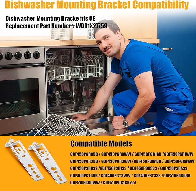Dishwasher Mounting Bracket for GE WD01X27759 Dishwasher Countertop Bracket - 2 Pack