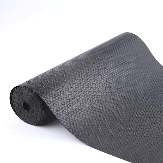 Cabinet Shelf Liner 24 Inch Wide X 20 Ft Non-Slip Kitchen Drawer Liners Waterproof & Oil-Proof Drawer Liners for Cupboard Pantry Non Adhesive Refrigerator Shelf Liner Strong Grip Cabinet Mat (Black)