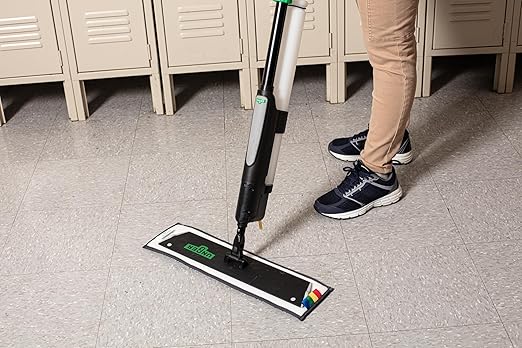Unger Commercial Excella 18 " Floor Cleaning Kit - Floor Mop with Height Adjustable Pole and Liquid Dispensing, Includes 2 Microfiber Pads and 2 Refillable Bottles - EFKT1