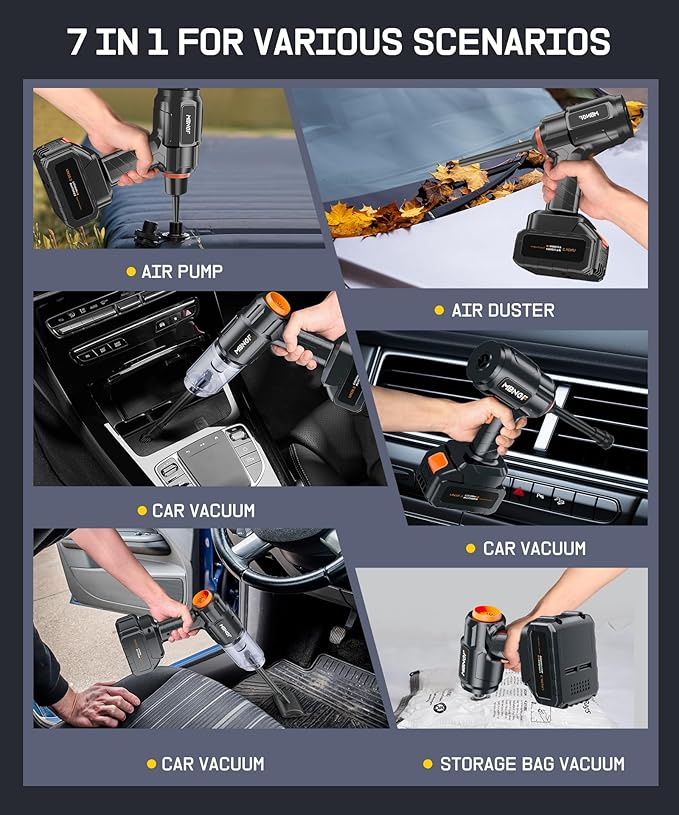 Car Vacuum Portable Cordless,35000PA High Power Suction & Blower, Handheld Vacuum Covers Cleaner for Car, Home, Desktop, Keyboard(Fog Black)