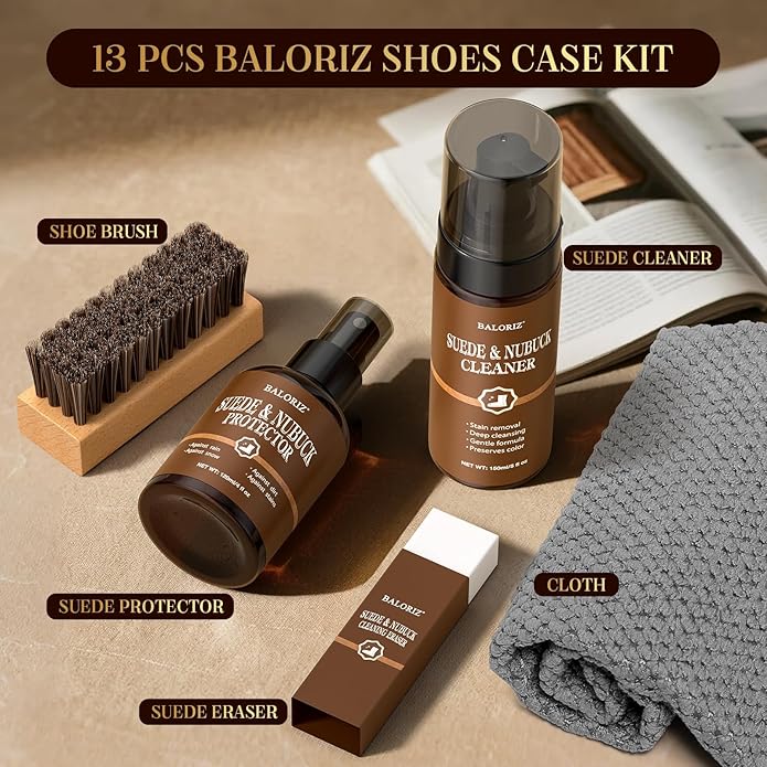 Suede & Nubuck Care Kit, 5-Piece Set with Cleaner, Protector, Suede Brush & Eraser Clean, Microfiber Cloth, Premium Care Kit Protect for Shoes, Boots, Uggs, Furniture, Jackets, Bags and Apparel