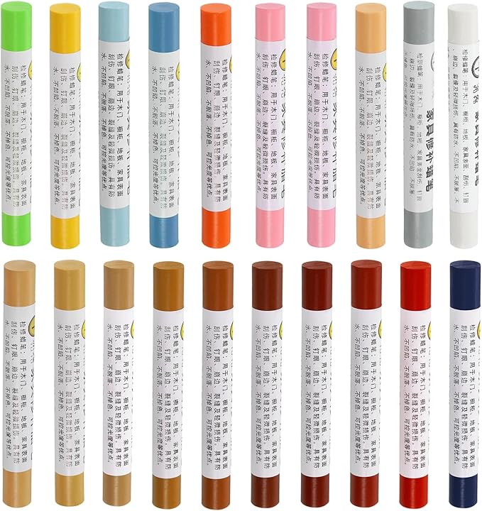 uxcell Furniture Repair Wax Crayons Kit, 20Pcs - Wood Filler Stick, Touch Up Furniture Markers - for Scratches Holes Tables Desks Wooden Floor Laminate Covers, Color Series