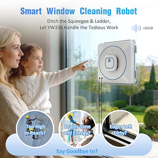 Window Cleaning Robot 8000Pa, Upgraded Dual Direction Auto-Spray Window Cleaner with 4 Cleaning Modes, Edge Detection, App&Remote Control, 15-Stage Anti-Fall for Outdoor/Indoor High Rise Windows