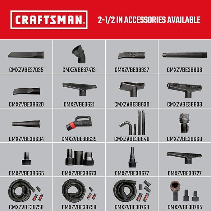 CRAFTSMAN CMXZVBE37035 2-1/2 in. Crevice Tool Wet Dry Vac Attachment, Industrial-Grade Shop Vacuum Accessory for Cleaning Tight Spaces, Fits 2-1/2 in. Hose Diameter