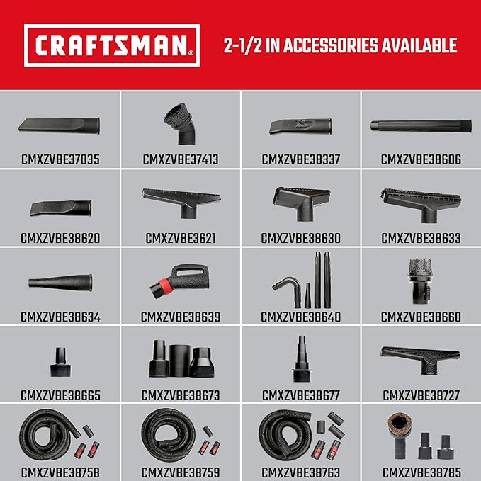 CRAFTSMAN CMXZVBE38630 2-1/2 in. Utility Nozzle Wet Dry Vac Attachment, Industrial-Grade Shop Vacuum Accessory for Cleaning Hard Surfaces, Fits 2-1/2 in. Hose Diameter