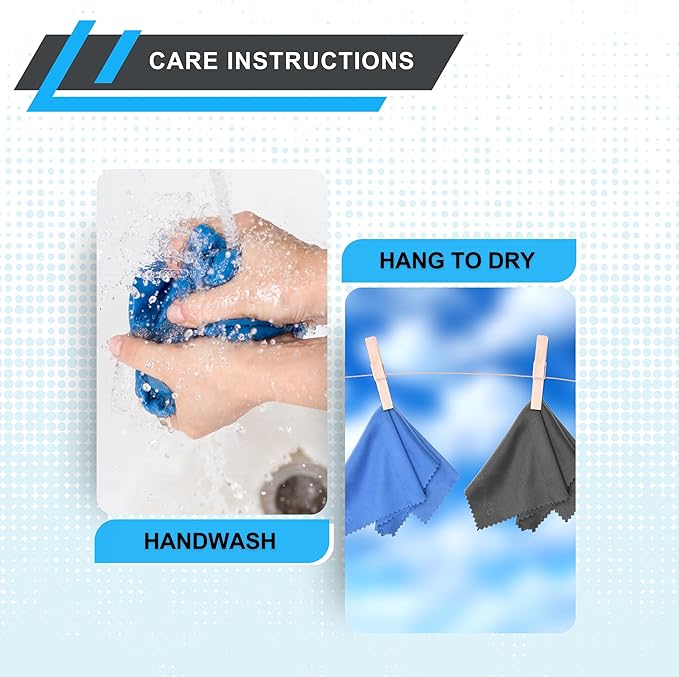 Eco-Fused Large Microfiber Cleaning Cloths - 4 Pack - 18 x 18 inch - Perfect for Wide Screen TVs, Large Computer Monitors- Also for Cleaning Glasses, Camera Lenses, Laptops and LCD Screens- Blue/Black