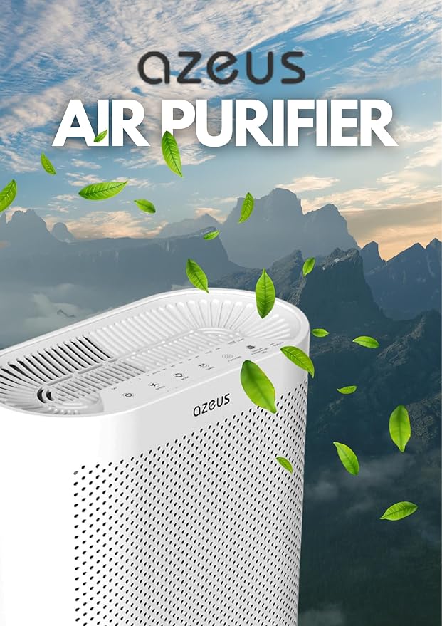 AZEUS H13 HEPA Air Purifier for Home, Bedroom & Office | 3-Stage Filtration for Smoke, Dust, Pet Dander | Quiet & Ozone-Free (1 pack 01)
