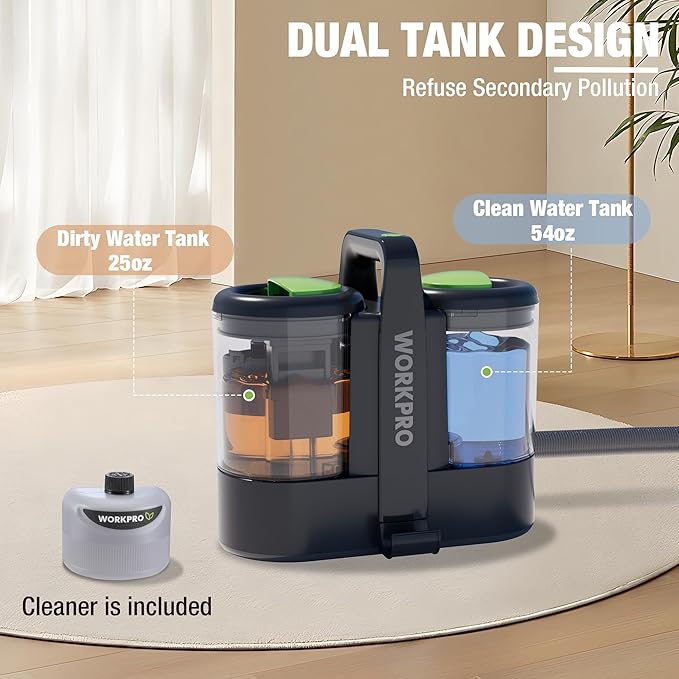 WORKPRO Portable Carpet Spot and Upholstery Cleaner, 13KPa Upholstery Cleaner with 54oz Water Tank & Versatile Tools, Spot Cleaner for Carpet, Upholstery, Rugs and Car