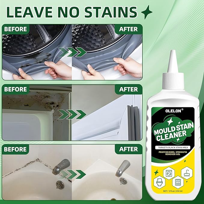 2 Pack Mold Stain Remover Gel Grout Cleaner for Washing Machine Cleaner Shower Bathroom Seal and Grout Stain Remover with Brush