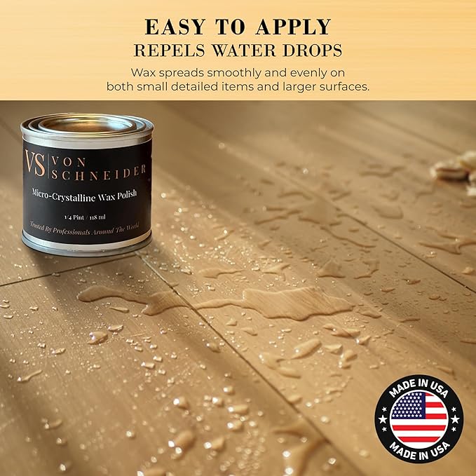 Von Schneider Micro-Crystalline Wax Polish, 118ml – Multi-Surface Protective Wax for Wood, Metal, Stone & Leather – Polishes, Preserves & Protects - pH Neutral, Easy to Apply, Made in the USA