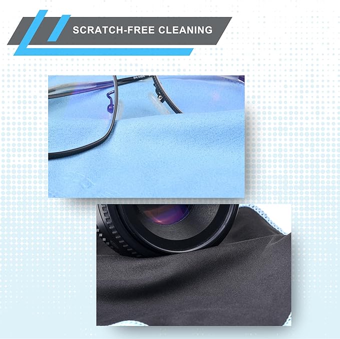 Eco-Fused Microfiber Cleaning Cloths - 5 Pack - Double-Sided Cleaning Cloths - Microfiber and Suede Cloth for Smartphones, LCD TV, Tablets, Laptop Screens, Camera Lenses (Blue & Grey - 5 Pack)