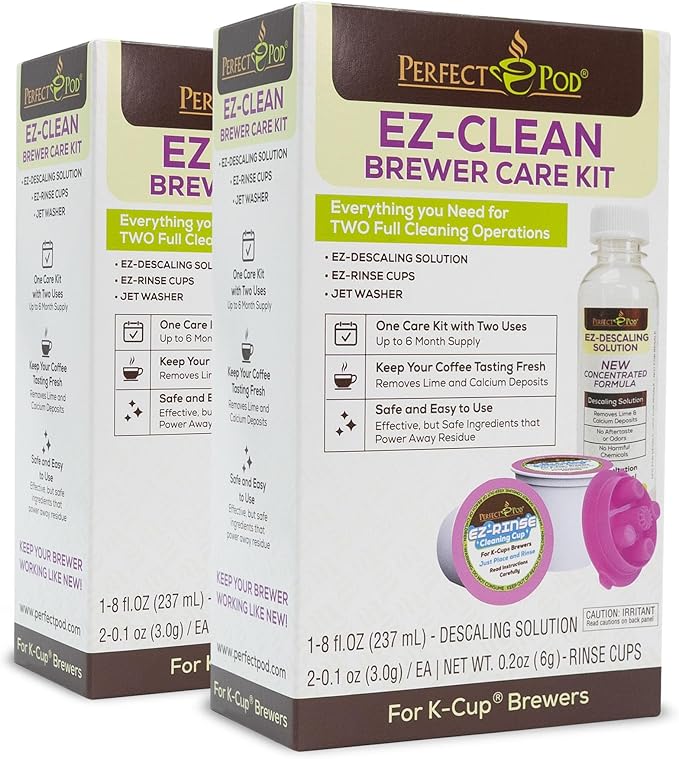 PERFECT POD Single-Serve Coffee Machine Descaler (2 Pack, 2 Uses Per Pack) - Universal Compatibility - works with 1-Stream and Multi-Stream (5-Stream) Brewers from Keurig & other brands.