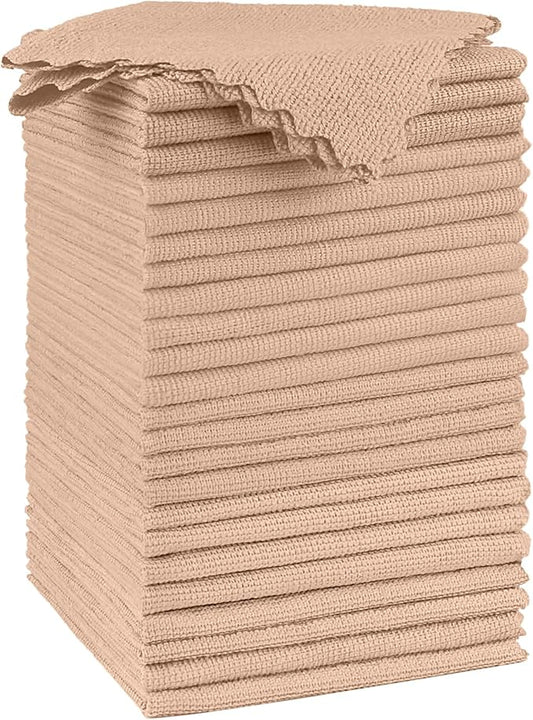 Orighty Microfiber Cleaning Cloth, 24 Pack Highly Absorbent Cleaning Supplies, Reusable Clean Rags for House, Microfiber Cloth for Kitchen, Window, Car Care, 11.5x11.5 inch Brown