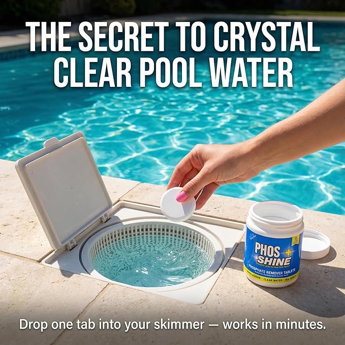 Phosphate Remover Pool Tablets - Quick Dissolve Skimmer Tabs, Individually Wrapped, 1 Tablet Treats 10,000 Gallons, Removes Up to 500 ppb, Salt and Chlorine Safe, Pool Chemicals, 10 Pack - BubbyShine