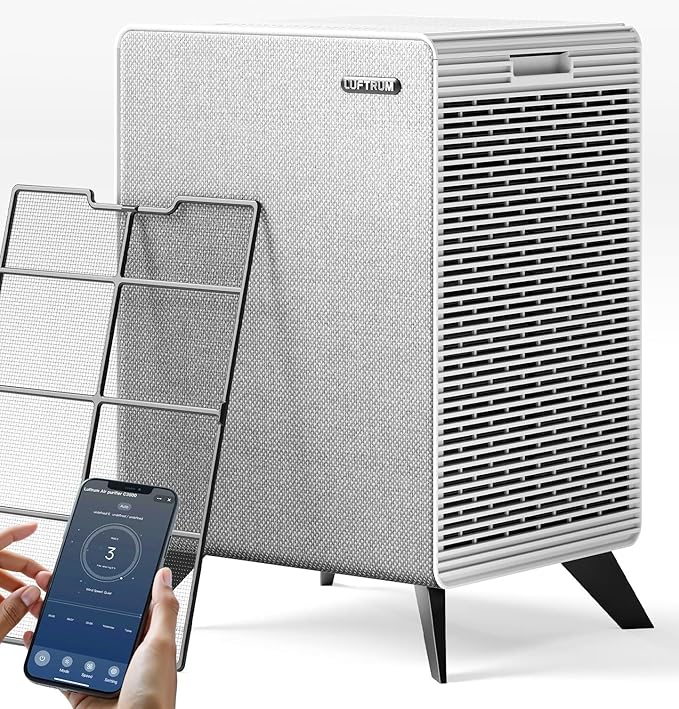 Air Purifiers for Home Large Room Up to 2550 ft² with WIFI - Remove 99% of Smoke Allergies Pet Dander Odor - Dual 3-Stage Filter of Washable and True HEPA Filter with AQI, Sleep, Auto Mode