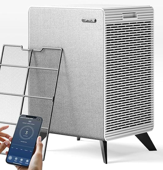Air Purifiers for Home Large Room Up to 2550 ft² with WIFI - Remove 99% of Smoke Allergies Pet Dander Odor - Dual 3-Stage Filter of Washable and True HEPA Filter with AQI, Sleep, Auto Mode