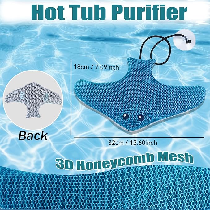 Hot Tub Descaler - Big Flying Fish Floating Hot Tub Sponge, Reusable Descaling Sponge, Keeps Water Clean, Spa and Pool Tub Descaling - Essential Hot Tub Accessories for Adults